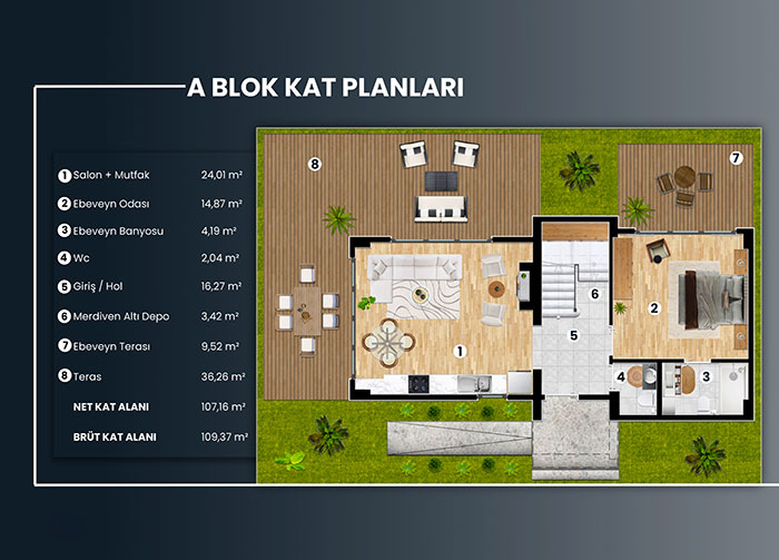 MareBlue A Blok Kat Planı